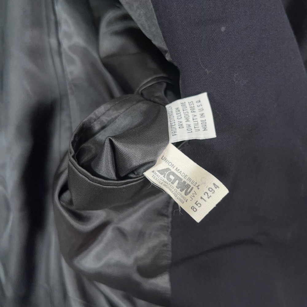 Nino Cerruti Double Breasted Blazer Men 42R Wool Peak Lapel Navy Union USA Made - Picture 7 of 12